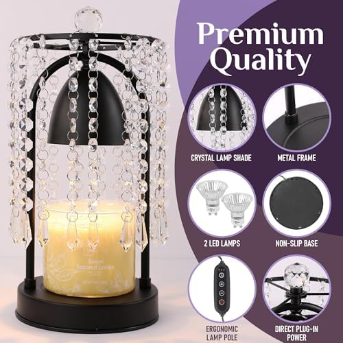 Elegant Candle Warmer Lamp with Timer and Crystals