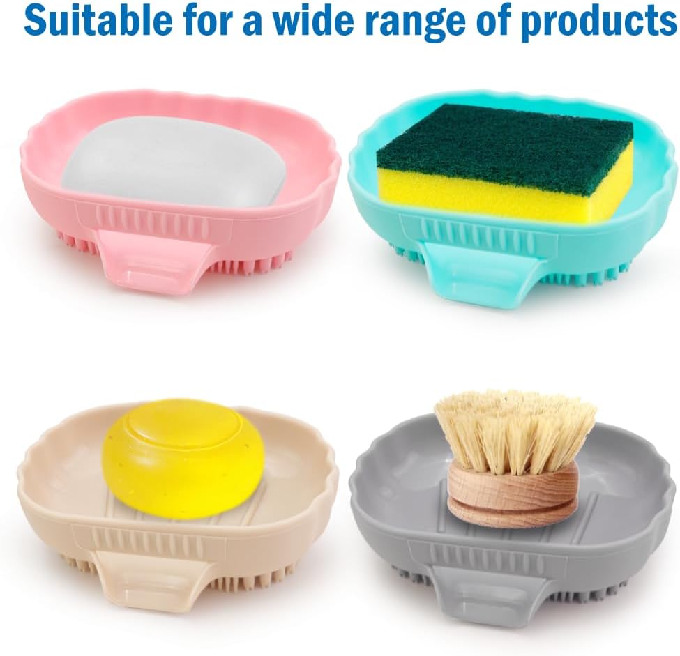 Cute Sea Shell Silicone Soap Dish with Bristles Brush