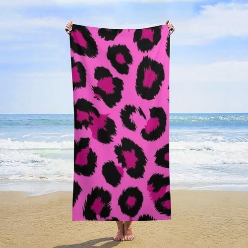 4SEE Super Soft Pink Leopard Print Beach Towel 1
