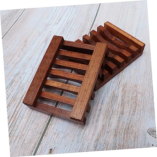 Set of 2 Handmade Wood Soap Dishes with Anti-Slip Design