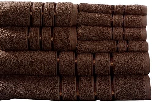 Plush 8-Piece Bathroom Towel Set - Brown