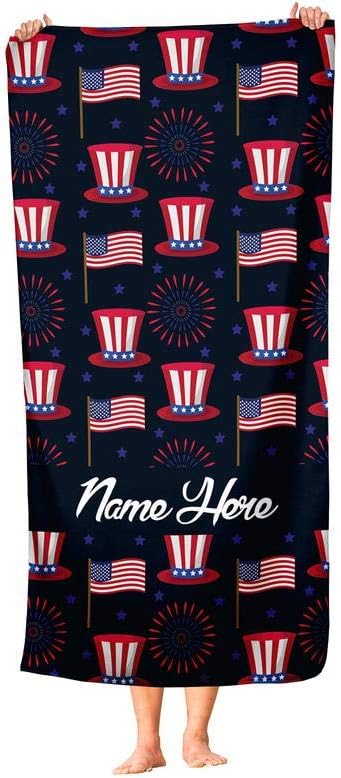 Personalized Corner Extra Large Patriotic Uncle Sam July 4th Towel