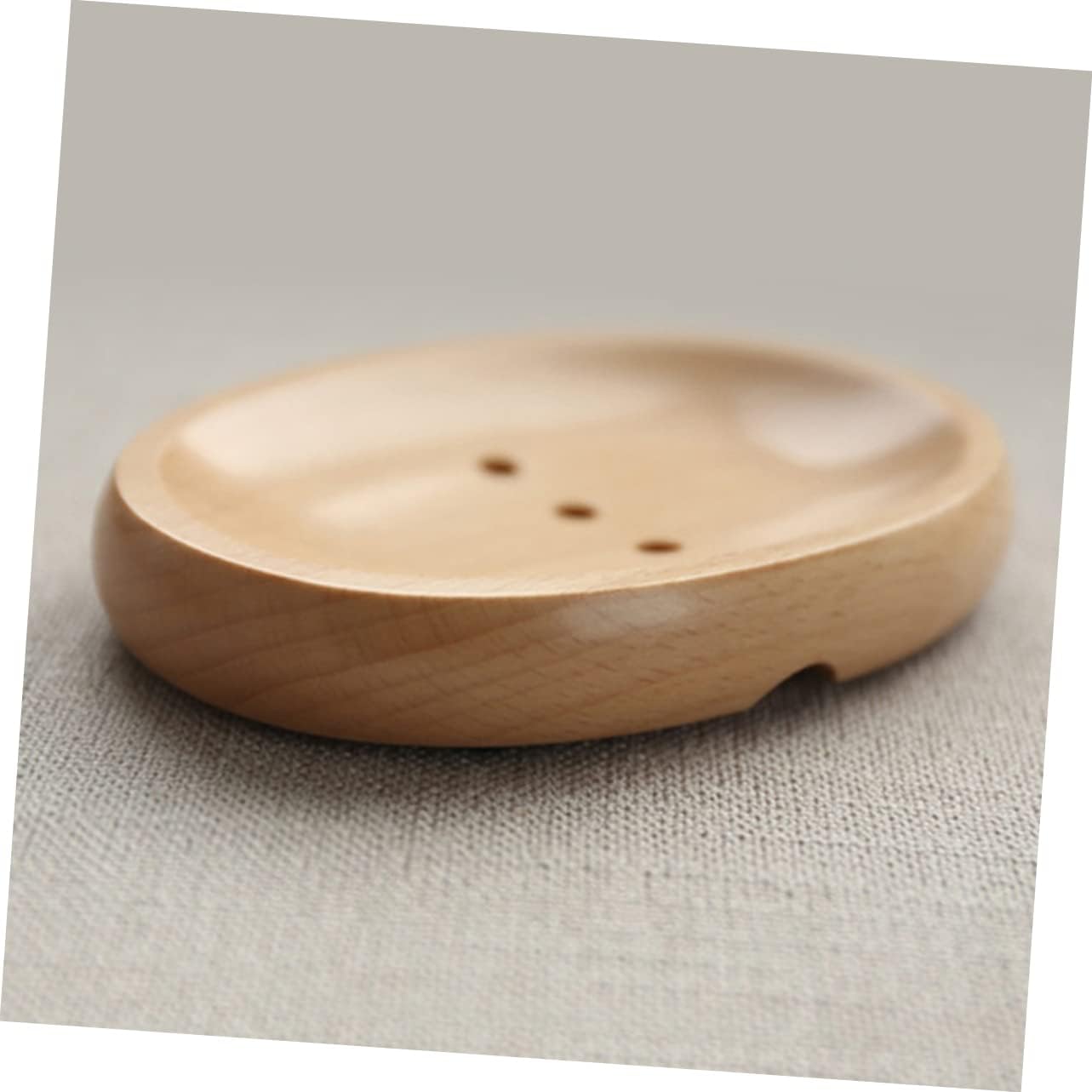 Unomor Oval Soap Holder Wooden Drainer for Tidy Bathroom Storage