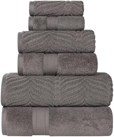 Superior Cotton Chevron 6-Piece Towel Set in Charcoal 1