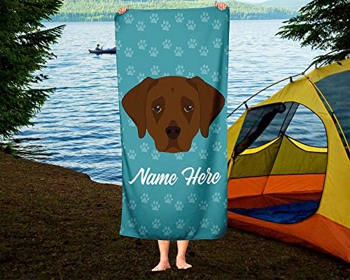 Personalized Chocolate Lab Beach and Bath Towels