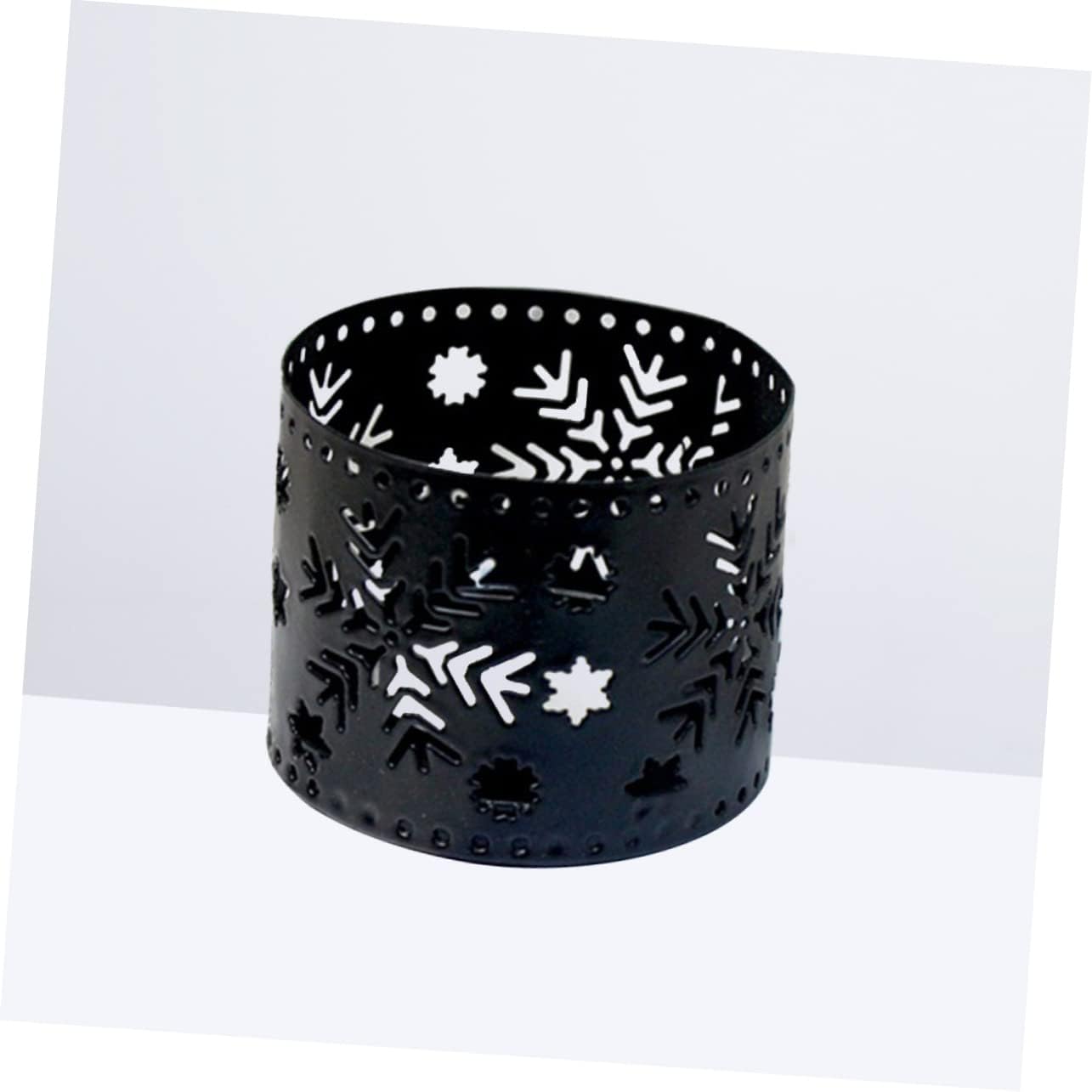 Cabilock Iron Hollow Christmas Candle Holder Snowflake Design Black