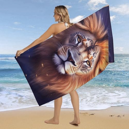 4SEE Plus Size Beach Towel with Lion Design