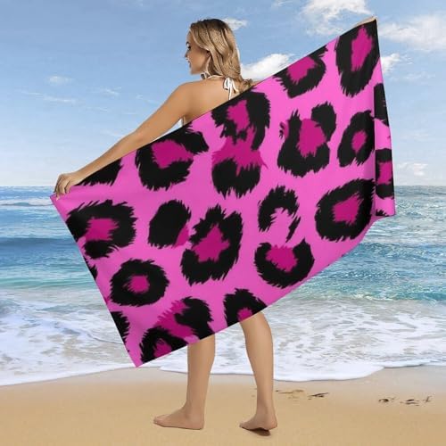 4SEE Super Soft Pink Leopard Print Beach Towel 1