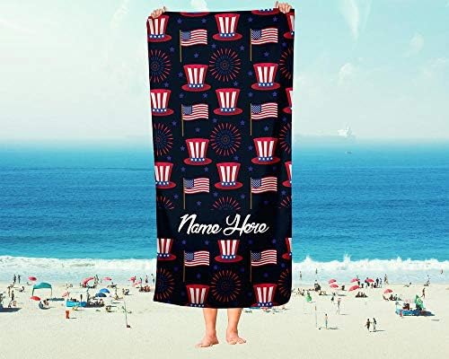 Personalized Corner Extra Large Patriotic Uncle Sam July 4th Towel