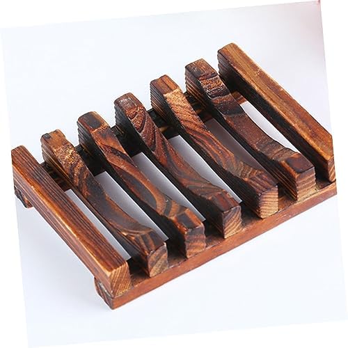 2PCS Carbonized Bamboo Soap Dish Holder for Bathroom Kitchen