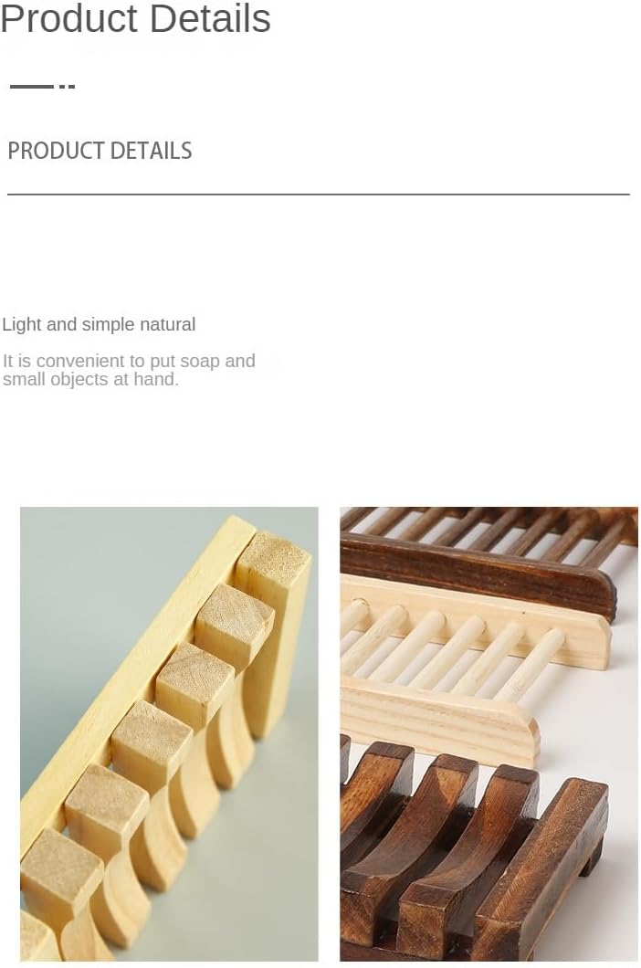 3 Pcs Natural Wooden Soap Dish Holder with Drainage