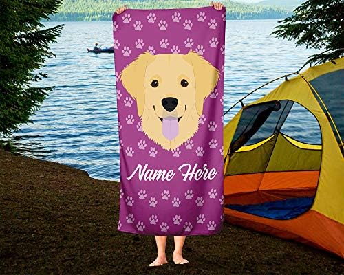 Personalized Golden Retriever Beach and Bath Towels