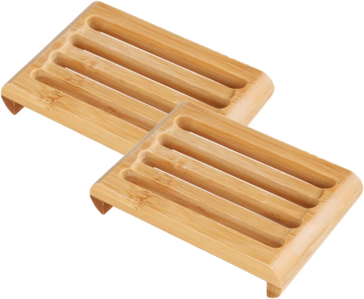 Cedar Soap Dishes Self-Draining Bamboo Holder for Kitchen Bathroom