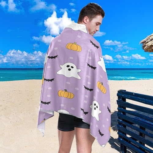 YETTASBIN Halloween Ghost Beach Towel with Travel Bag 1
