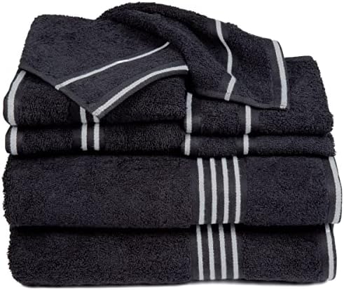 8PC Towel Set - 575GSM 100 Cotton Black Striped