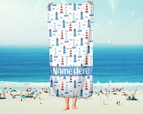 Personalized Corner Extra Large Ocean Lighthouse Towel