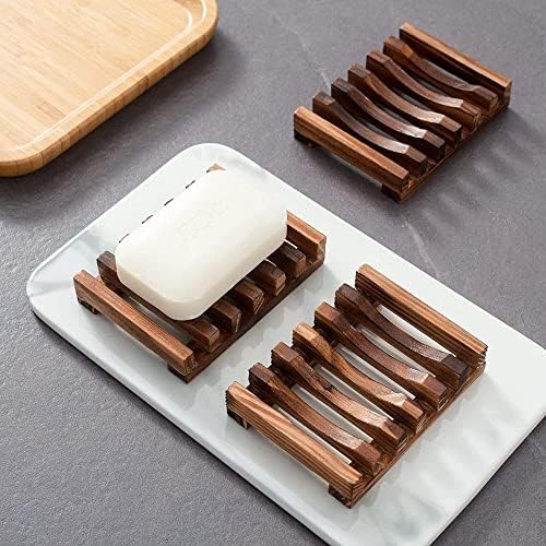 DIEWU 2 Pcs Wooden Soap Dish Self-Draining Bathroom Holder