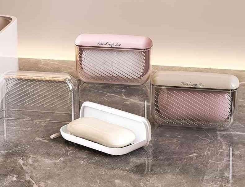 Leak Proof Travel Soap Case with Silicone Lid and Drainage Tray