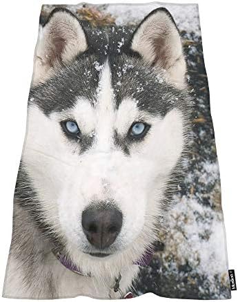 Moslion Soft Bath Towel Siberian Husky Design