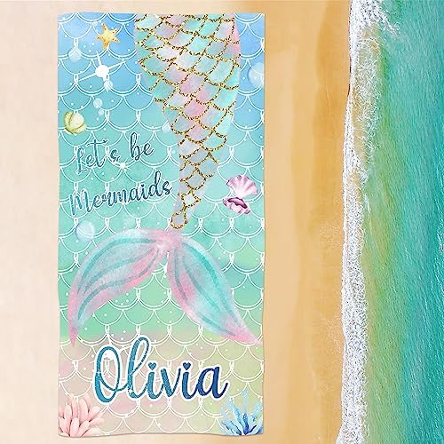 Personalized Oversized Beach Towel with Name for Kids