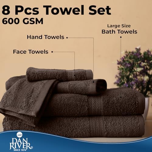 DAN RIVER 100 Cotton 8-Piece Towel Set Brown 1