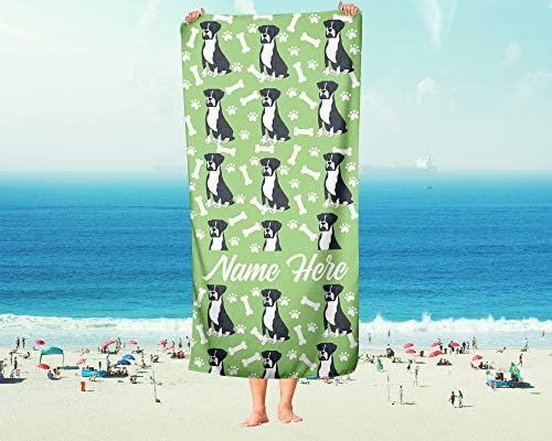 Personalized Boxer Face Beach and Bath Towels - LargeMedium