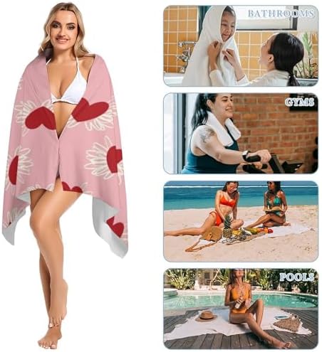 Valentines Day Heart with Wings Fluffy Beach Towel 32x64 Inch