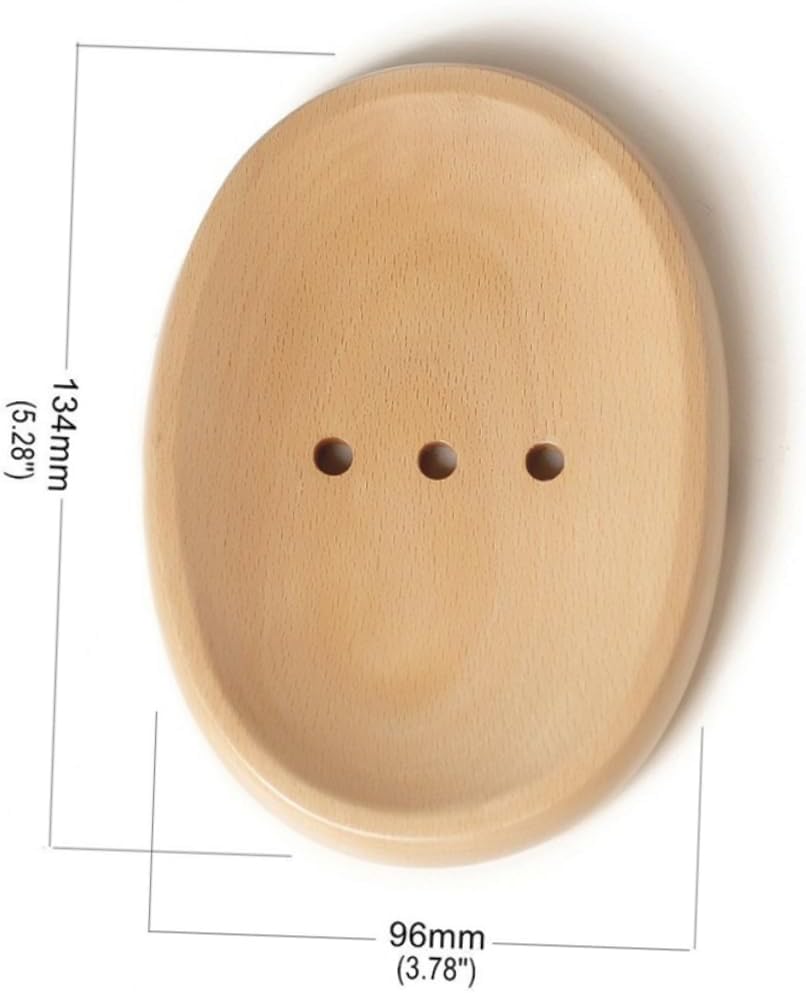 Wooden Oval Soap Dish Drainer Holder for Bathroom and Kitchen