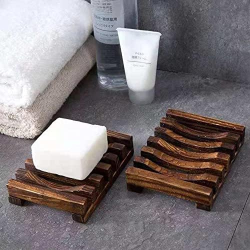 DIEWU 2 Pcs Wooden Soap Dish Self-Draining Bathroom Holder