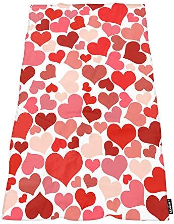 Moslion Soft Bath Towel with Red Heart Design