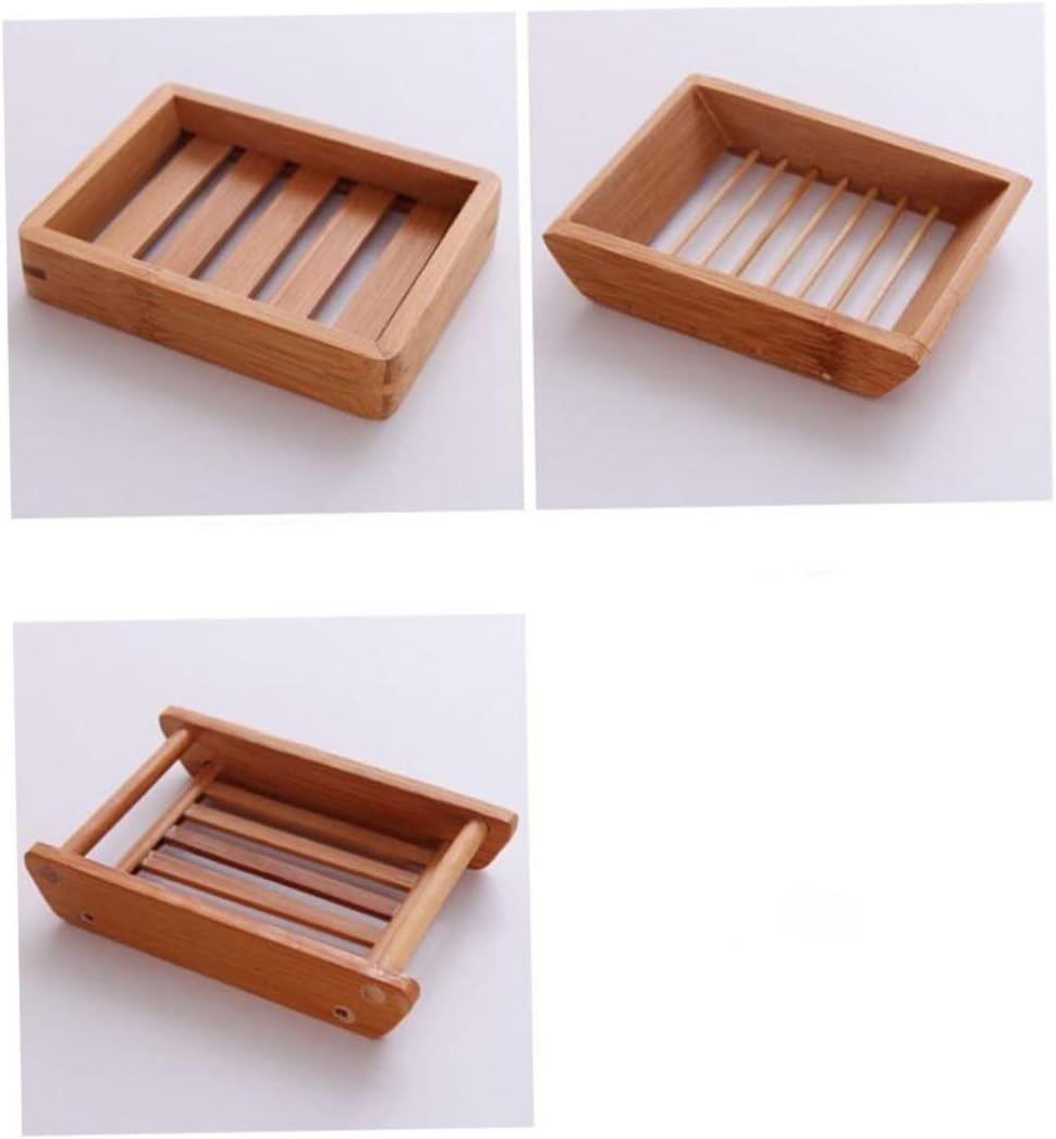 WOONEKY Wooden Soap Dish with Drain Holes