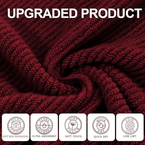 VOOVA MOVAS Red Towel Set - 6 Piece 100 Cotton Quick Dry