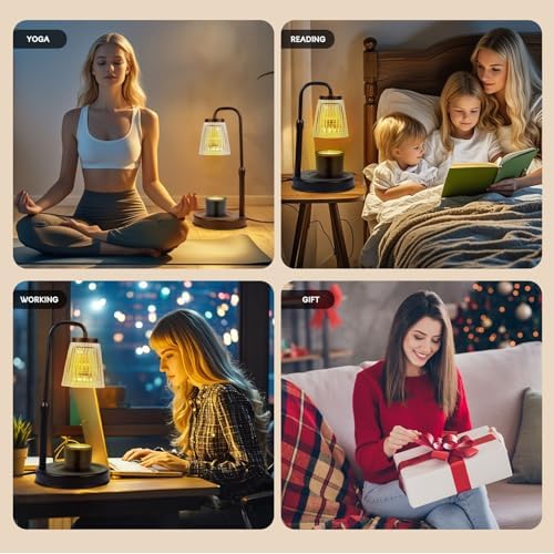 Pasengy Adjustable Dimmable Candle Warmer Lamp with Timer 2 Bulbs Black