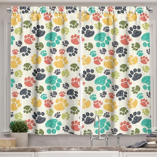 Ambesonne Dog Lover Kitchen Curtains 2 Panel Set