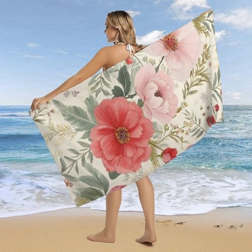 4SEE Oversize Floral Beach Towel for Travel and Pool