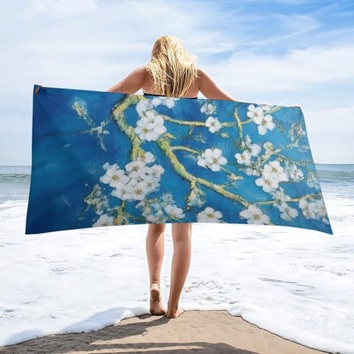 4SEE Extra Large Beautiful Apricot Flower Bath Towel