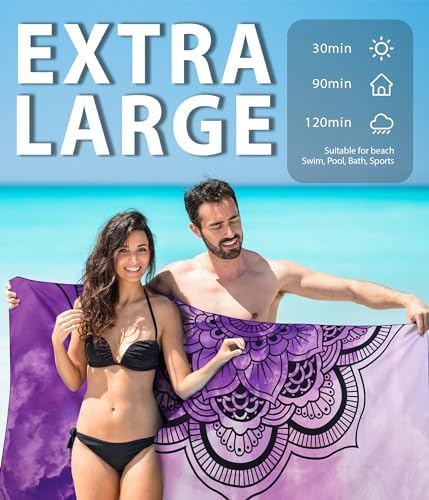 Margelife Microfiber Quick Dry Beach Towel - Oversized X-Large Travel Essential