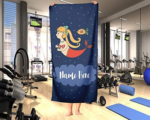 Extra Large Mermaid Towel with Custom Name for Kids and Adults