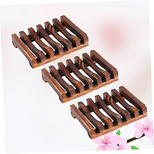 Cabilock 3pcs Wooden Soap Dish Set for Bathroom Kitchen