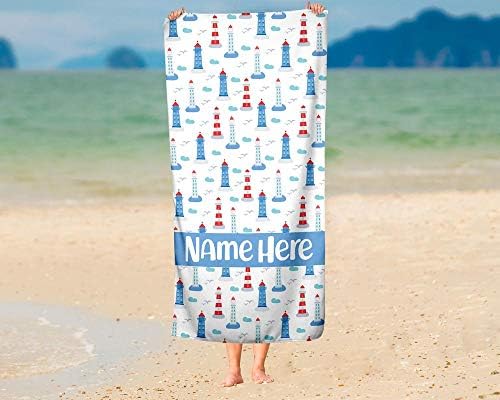 Personalized Corner Extra Large Ocean Lighthouse Towel
