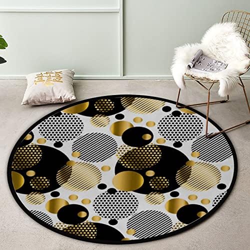 Vantaso 4ft Round Dots Area Rug for Kids Living Room Playroom Mat