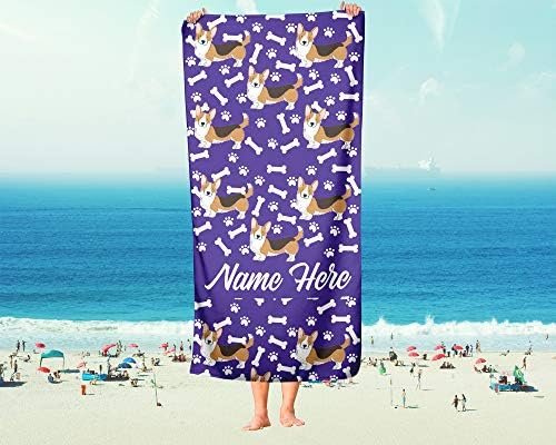 Extra Large Personalized Pet Corgi Towel for Family