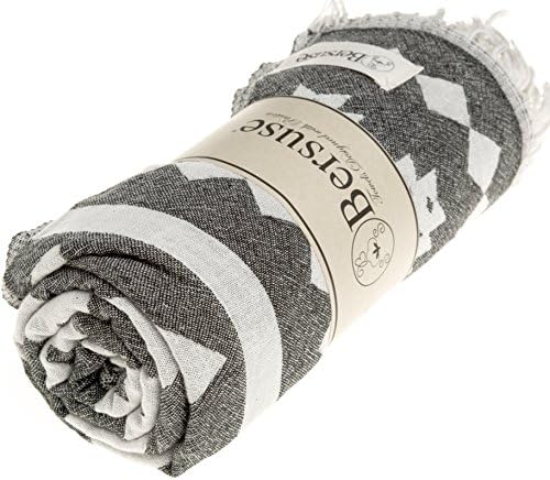 Bersuse Turkish Towel Set of 6 37x70 Inches Black