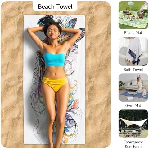 Flower Fairy Magnetic Beach Towel with Quick-Dry Microfiber