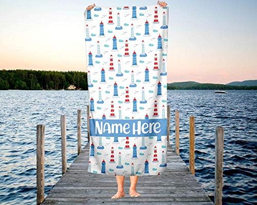 Personalized Corner Extra Large Ocean Lighthouse Towel