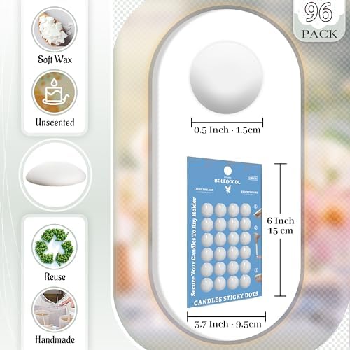 FLAMMUL Candle Glue Dots Set of 96 for Taper Candles