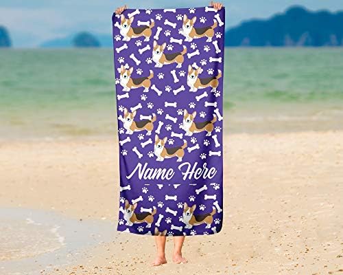 Extra Large Personalized Pet Corgi Towel for Family