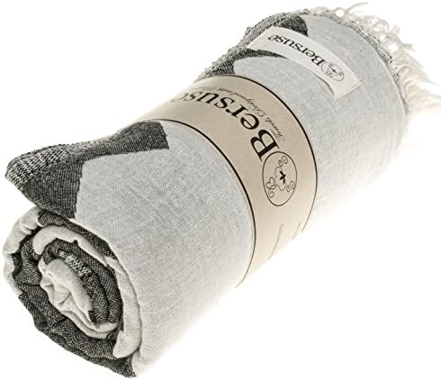 Bersuse Turkish Towel Set of 3 - 37x70 Inches Black