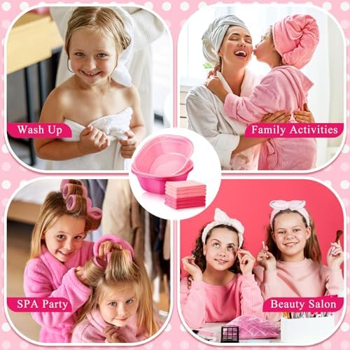 Patelai 6-Piece Kids Foot Spa Kit with Towels Pink Rose Red