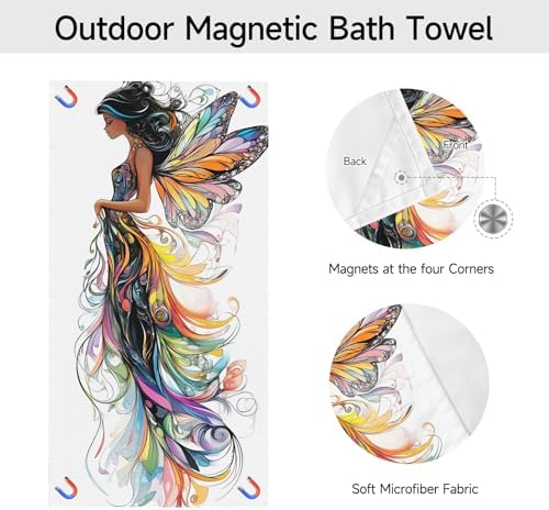 Flower Fairy Magnetic Beach Towel with Quick-Dry Microfiber